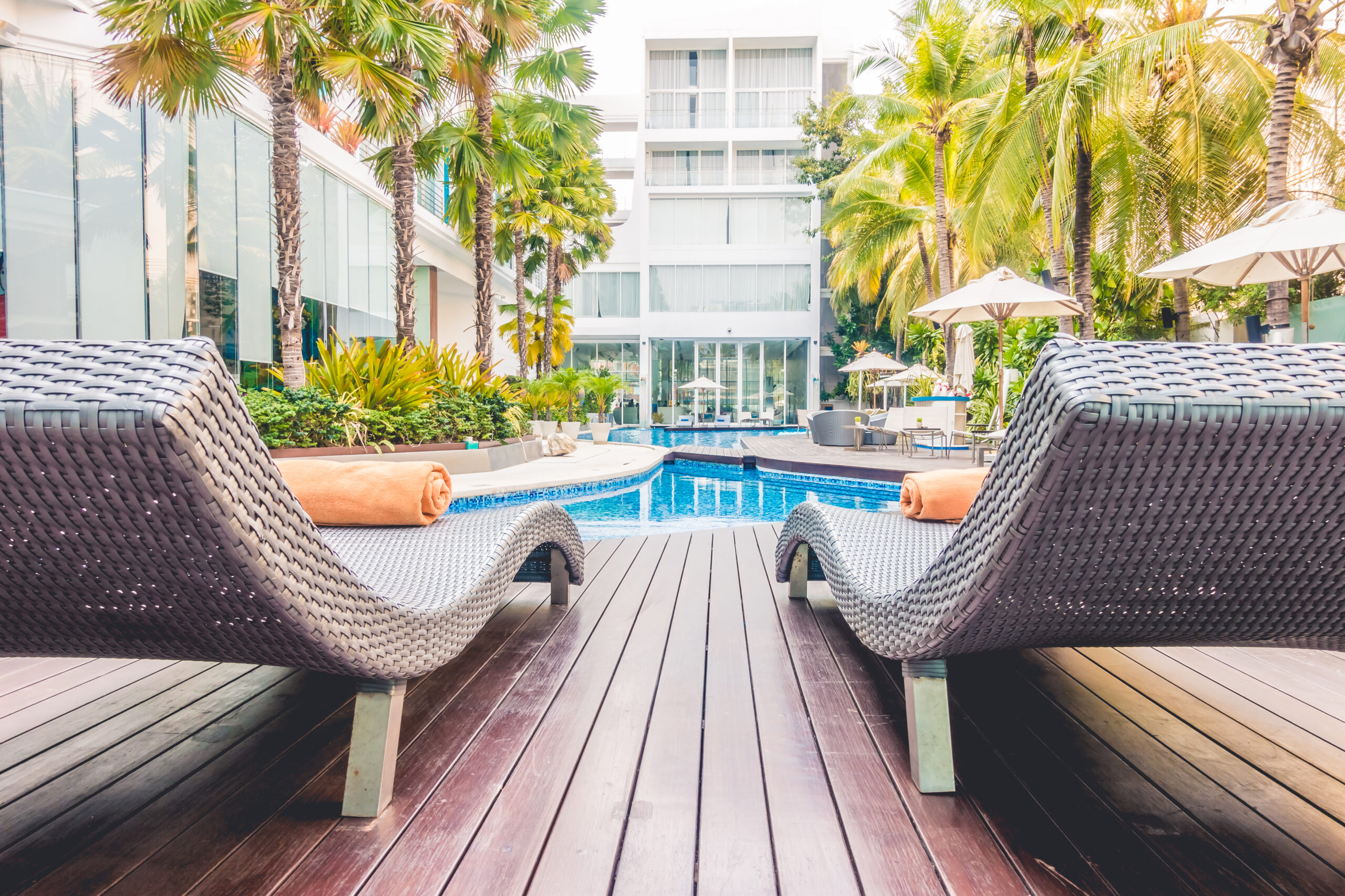 Umbrella pool and chair